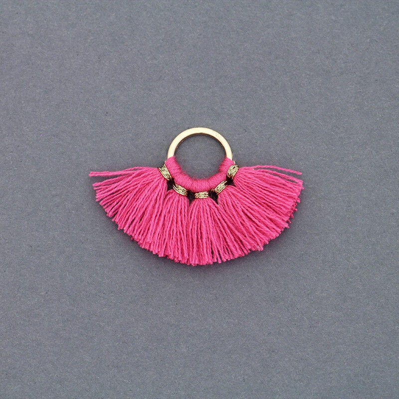 Fingers on a circle, cotton pink / gold 30x20mm 1 piece TATO04