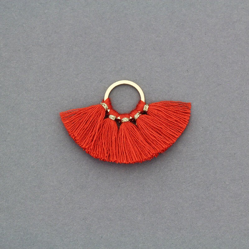 Fingers on a circle, cotton red / gold 30x20mm, 1 piece TATO05