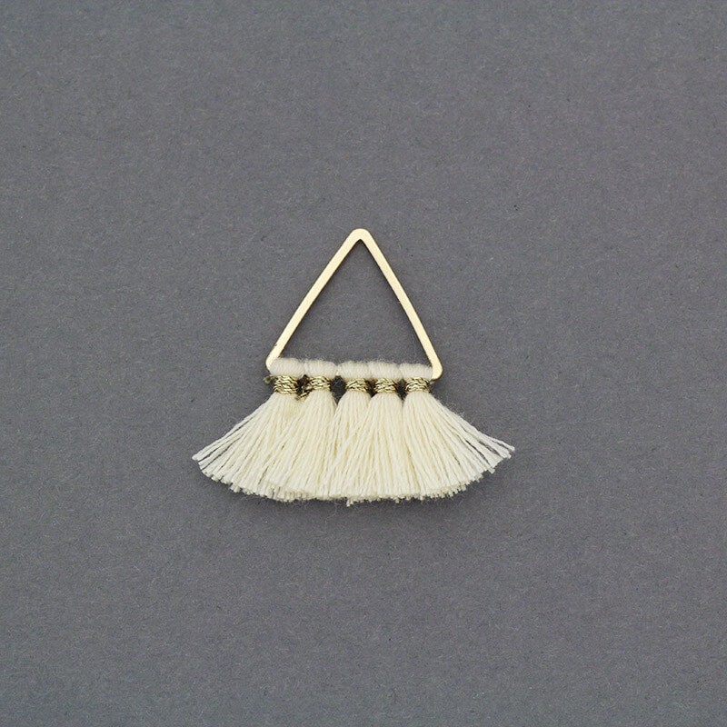 Cotton triangle fringes 25x24mm cream / gold, 1 piece TATT02