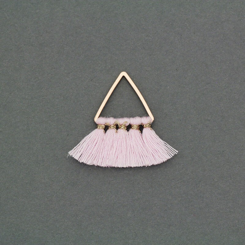 Cotton triangle fringes light pink / gold 25x24mm 1 piece TATT03