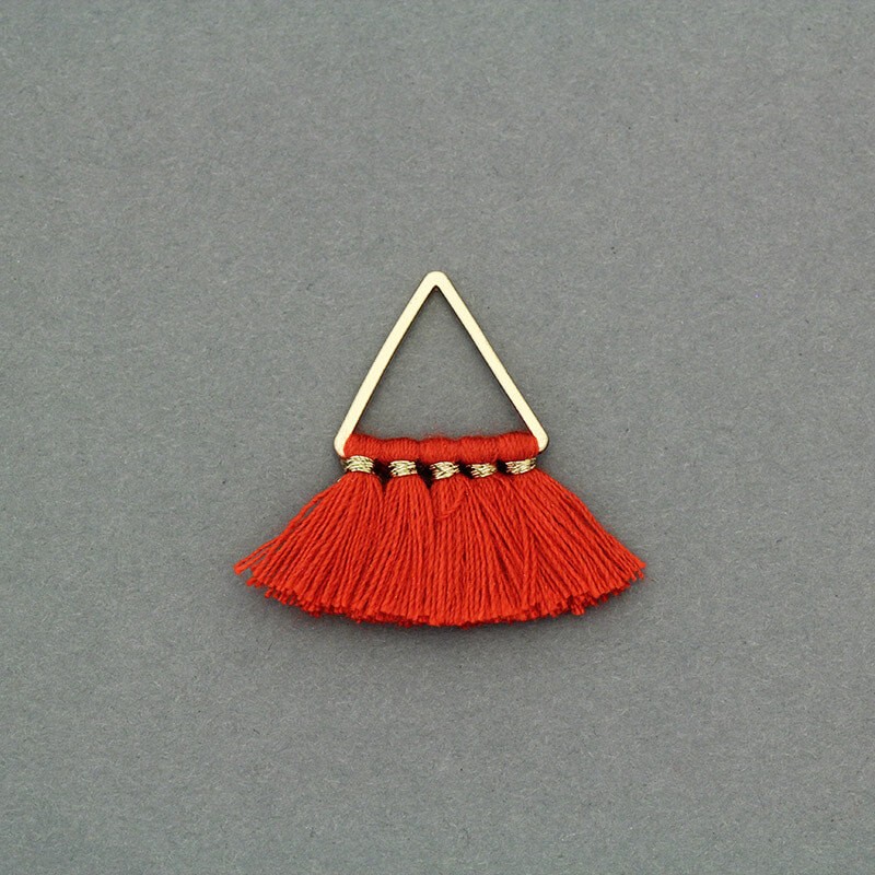 Cotton triangle fringes red / gold 25x24mm 1pc TATT05