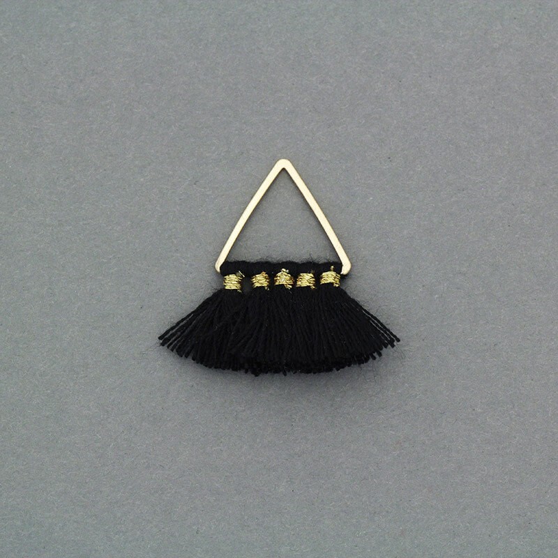 Cotton triangle fringes black / gold 25x24mm 1pc TATT07