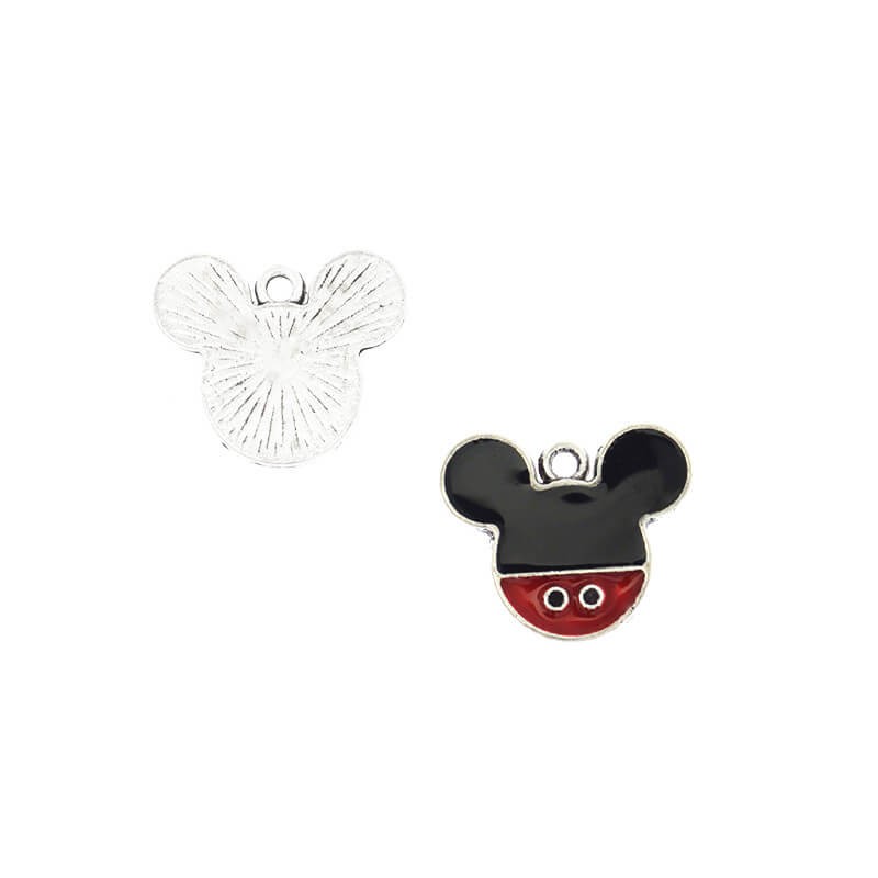 Mickey mouse pendants enameled silver 16x19mm 1pc AAT258