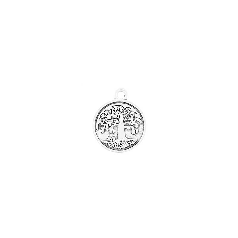 Coin pendants with a tree / antique silver 15x18mm 4pcs AAT262