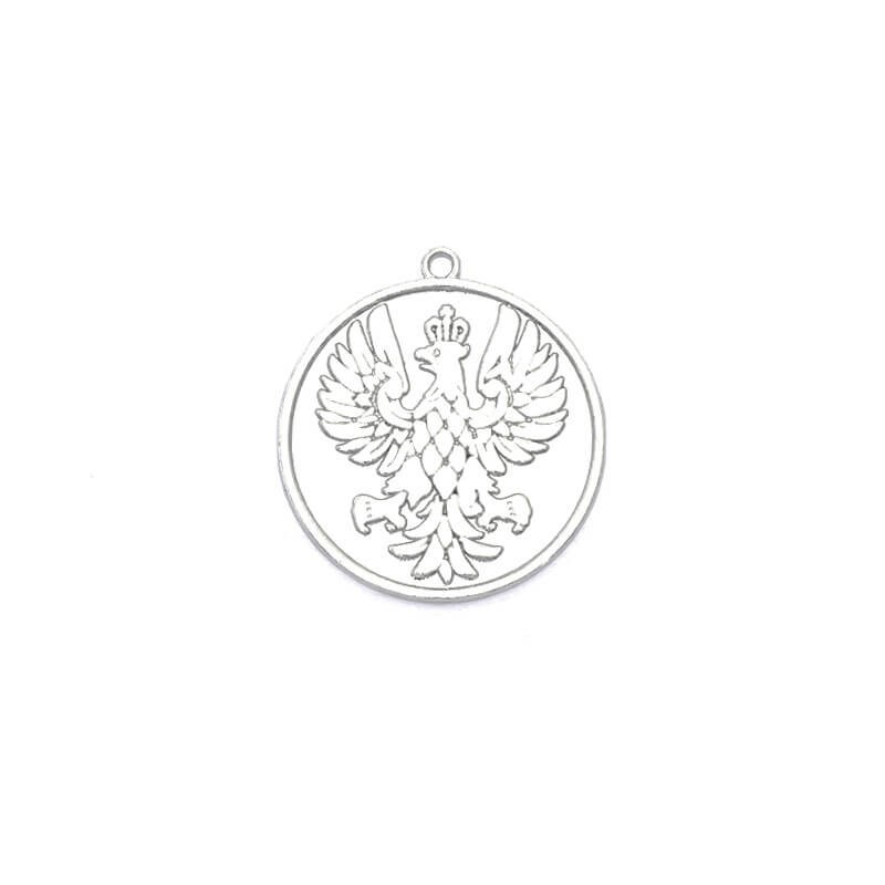 Double-sided pendant with an eagle / platinum 35x38mm, 1 piece AAU044