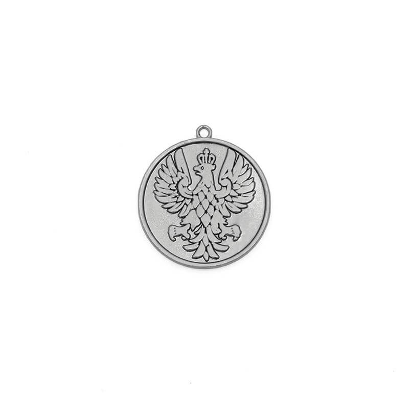 Double-sided coin pendant with an eagle / anthracite 35x38mm, 1 piece AAN028
