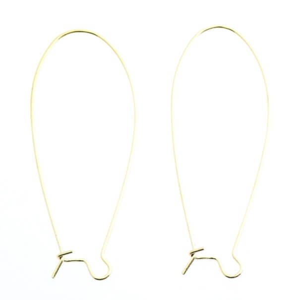Large antiallergic gold-plated earwires 45x18mm 10pcs BIG45KG