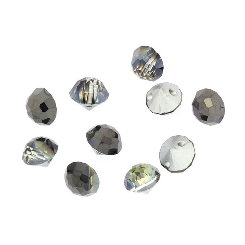 Faceted crystal beads transparent anthracite 10x9mm 1pc SZSZLUX02
