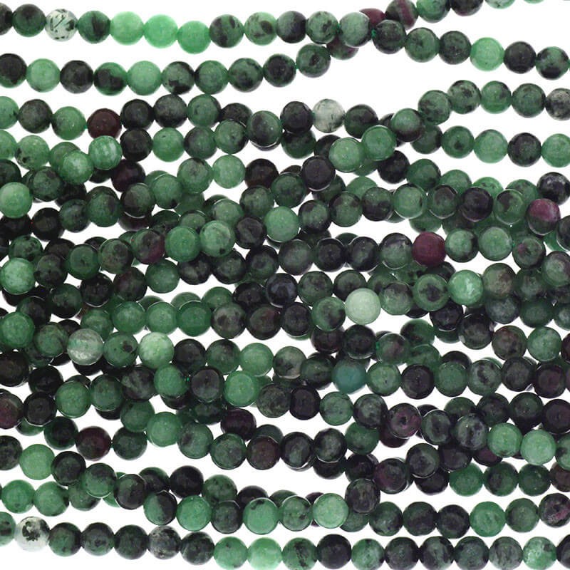 Zoisyt with ruby beads 4mm beads / rope 88pcs KARZ04
