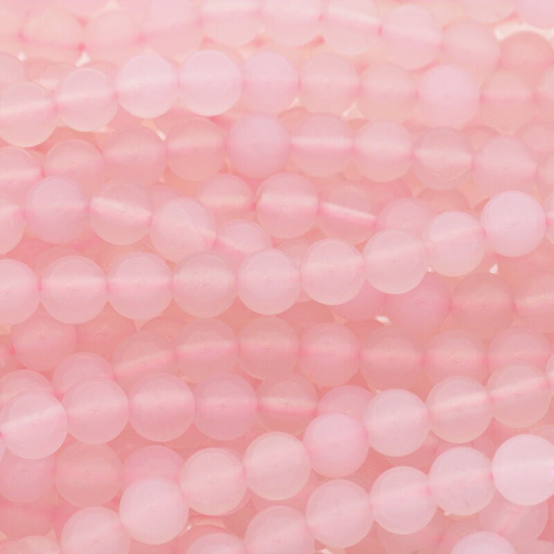 Pink agate / beads / 6mm balls / rope 65pcs KAAGR0601