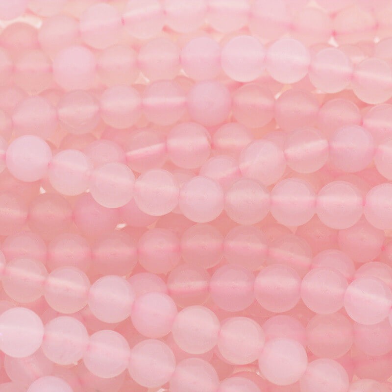 Pink agate / beads / 6mm balls / rope 65pcs KAAGR0601