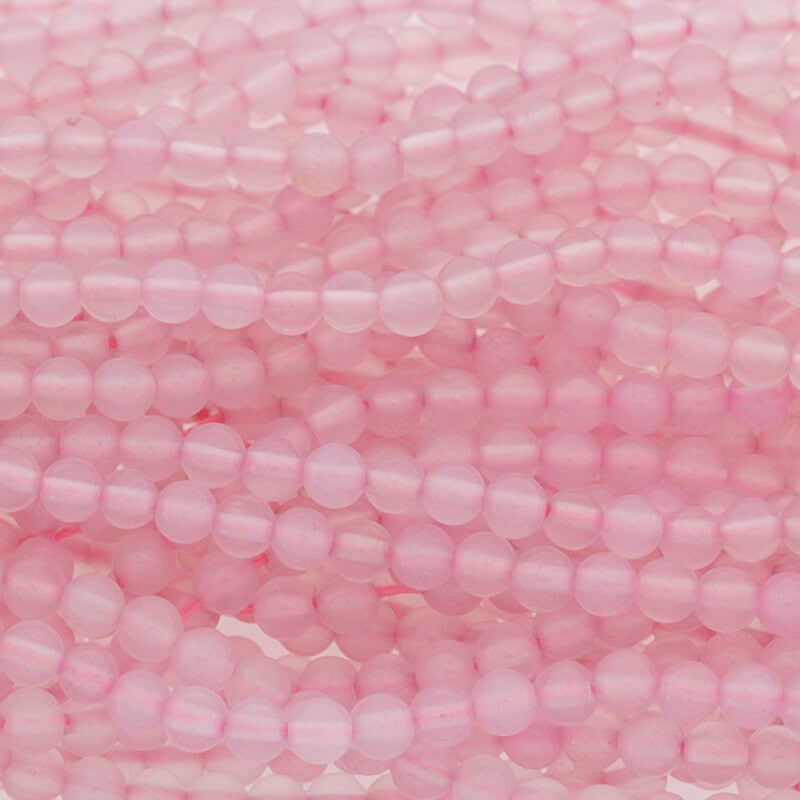 Pink agate / beads / 4mm balls / rope 90pcs KAAGR0401