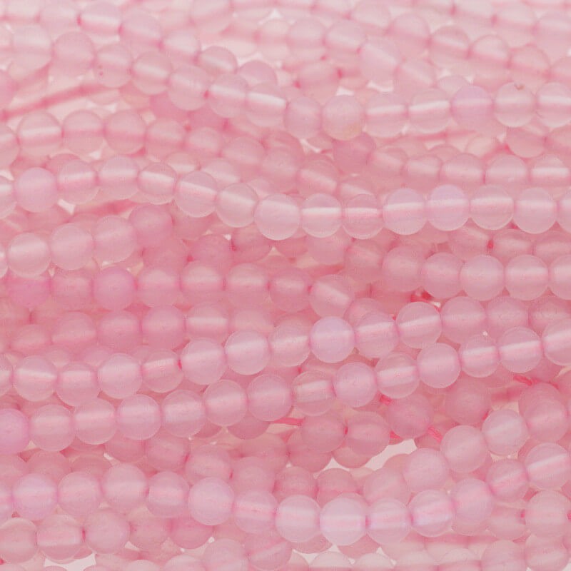 Pink agate / beads / 4mm balls / rope 90pcs KAAGR0401