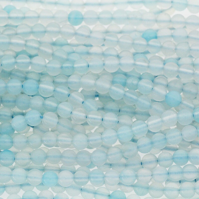 Blue agate / beads / 4mm balls / rope 90pcs KAAGN0401