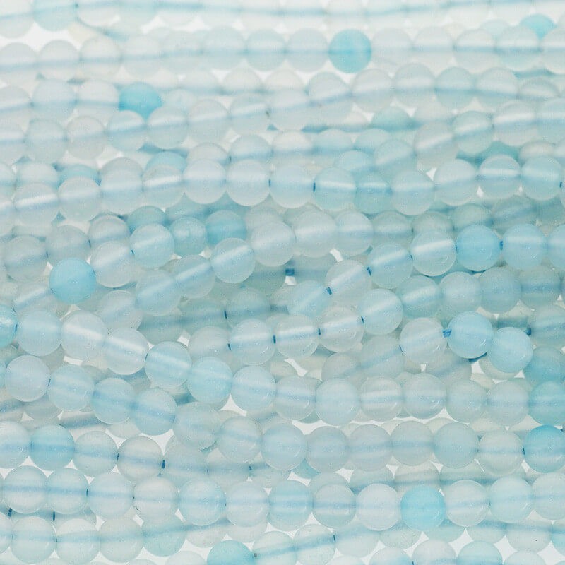 Blue agate / beads / 4mm balls / rope 90pcs KAAGN0401