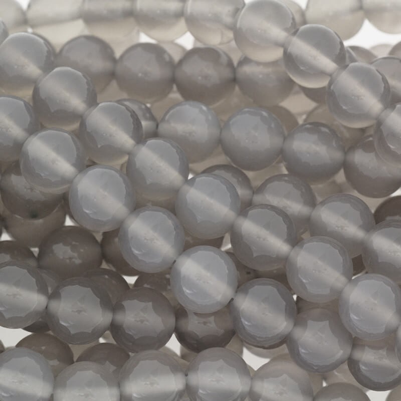 Gray agate / beads / 8mm balls / rope 48pcs KAAGS0801