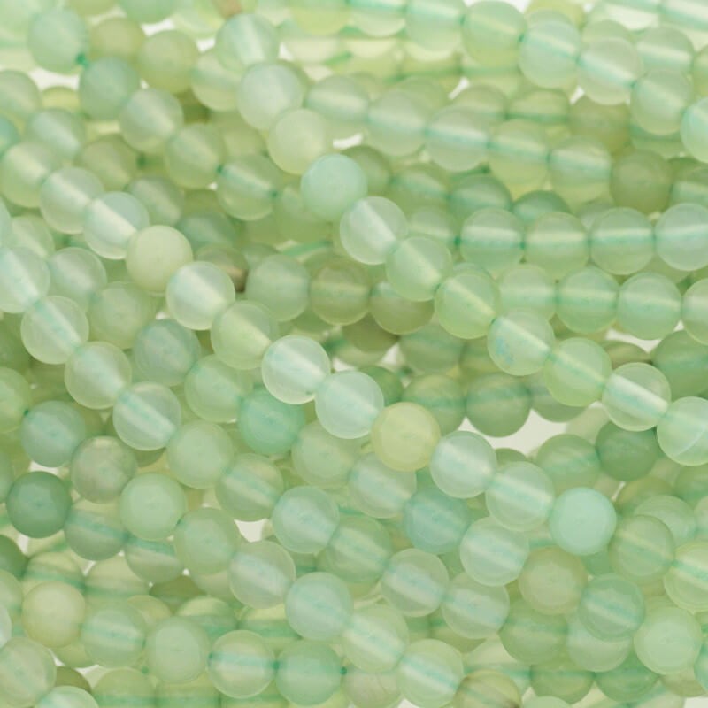 Green agate / beads / 4mm balls / rope 90pcs KAAGZ0401
