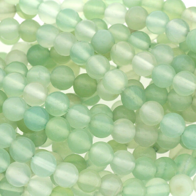 Green agate / beads / 6mm balls / rope 65pcs KAAGZ0601