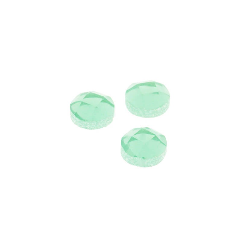 Faceted glass cabochons 7.7x3.6mm green 6pcs KBSF0801