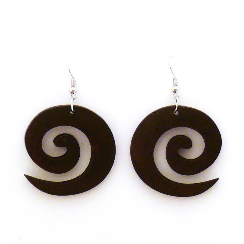 Wooden spiral earrings D001