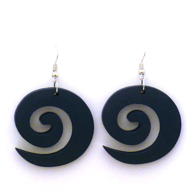 Wooden spiral earrings D024
