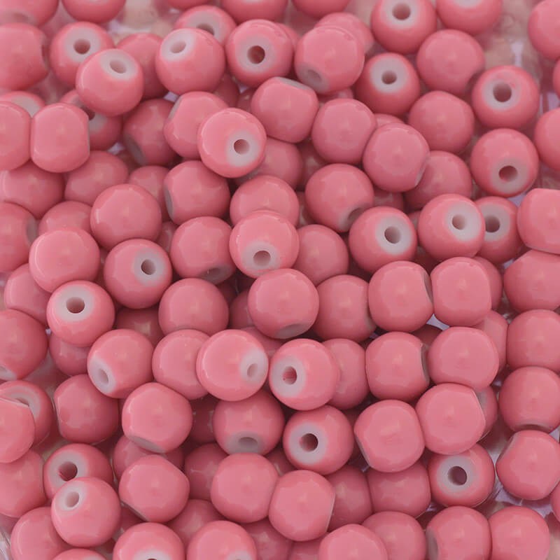 Milky beads / glass 6mm Indian pink 160 pieces SZTP0629