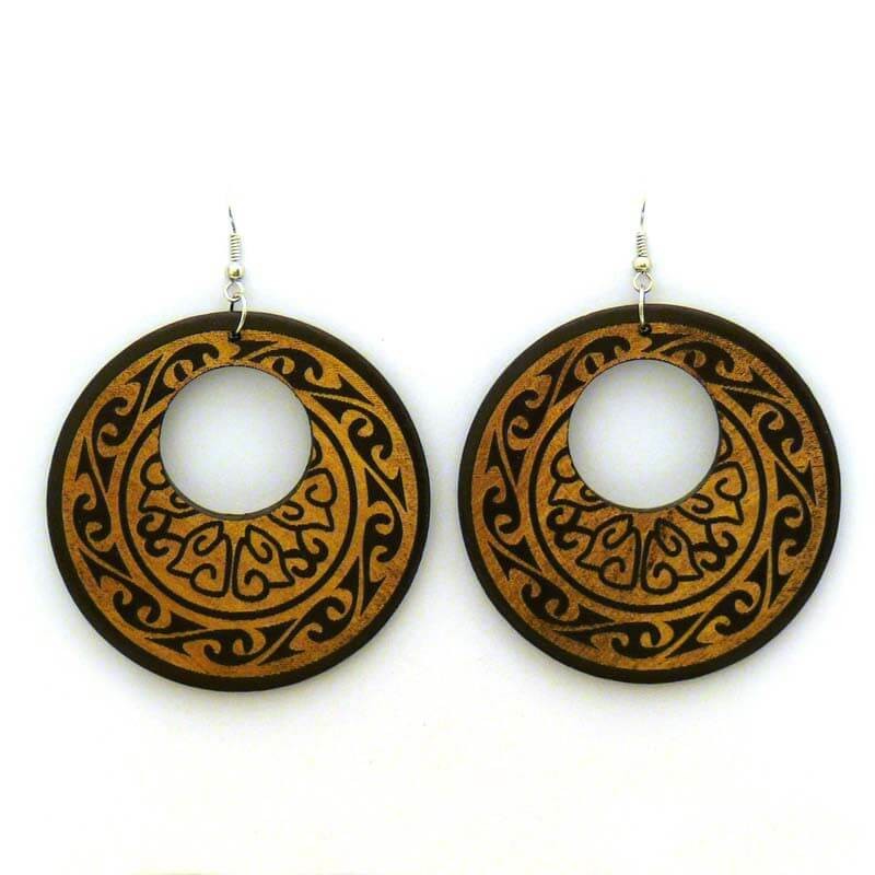 Wooden hoop earrings D064
