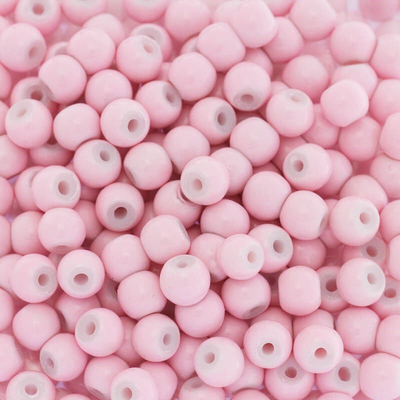 Milky / glass beads 6mm pastel pink 160 pieces SZTP0635
