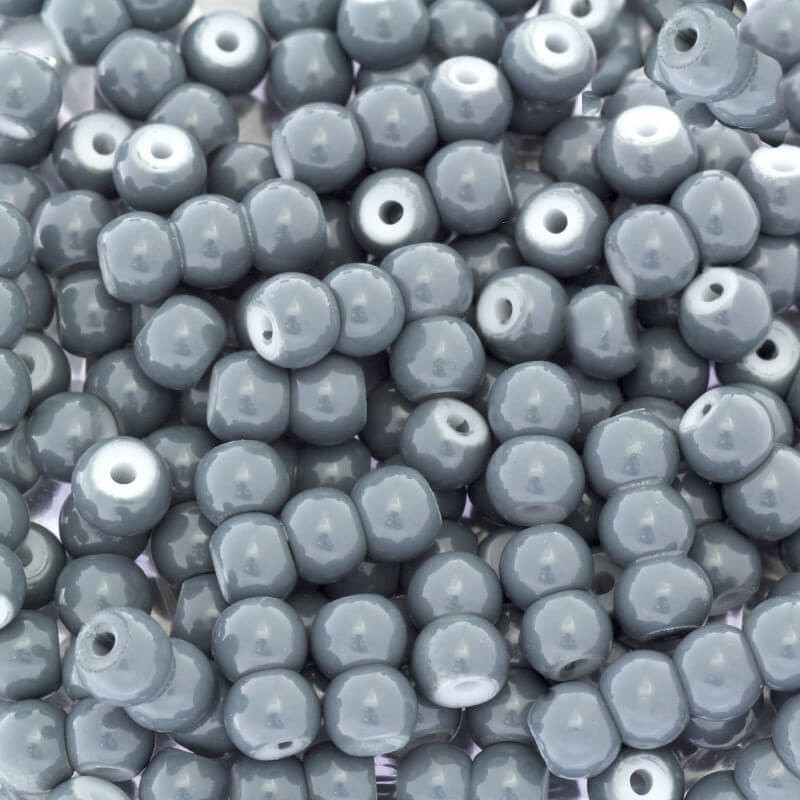 Milky / glass beads 6mm warm gray 160 pieces SZTP0626