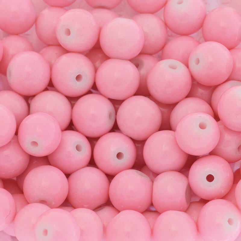 Milky beads sweet pink 8mm / for bracelets / 104 pieces SZTP0845