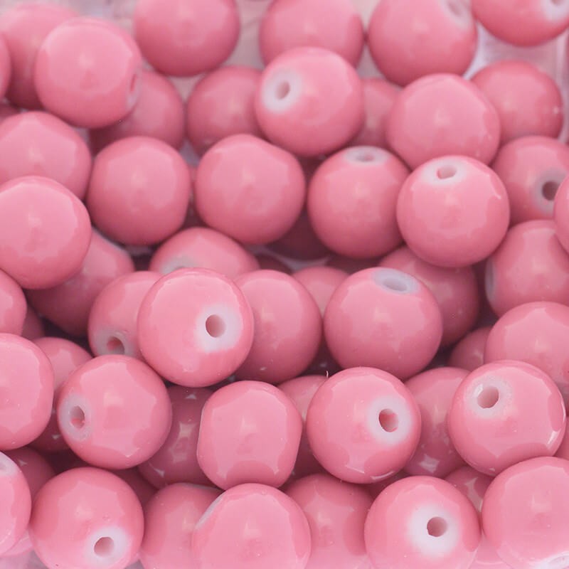 Milky beads Indian pink 8mm / for bracelets / 104 pieces SZTP0846