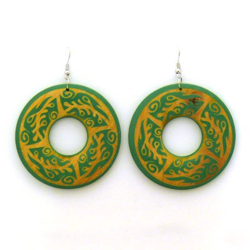 Wooden donut earrings D071