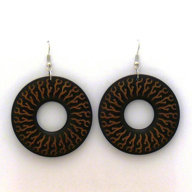 Wooden donut earrings D051