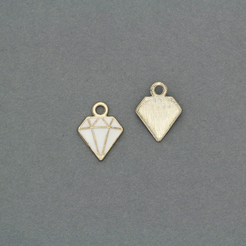 Diamond bracelets pendants 12x15mm gold / white 1pc AKG484