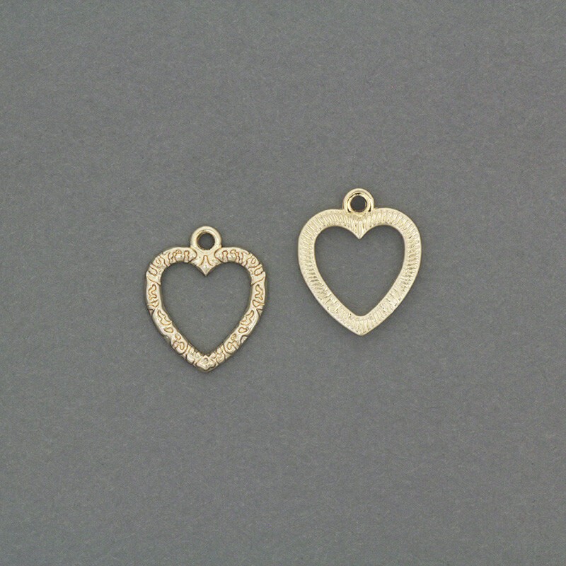 Pendants for bracelets, hearts, gold frames 15x14mm, 2pcs AKG425