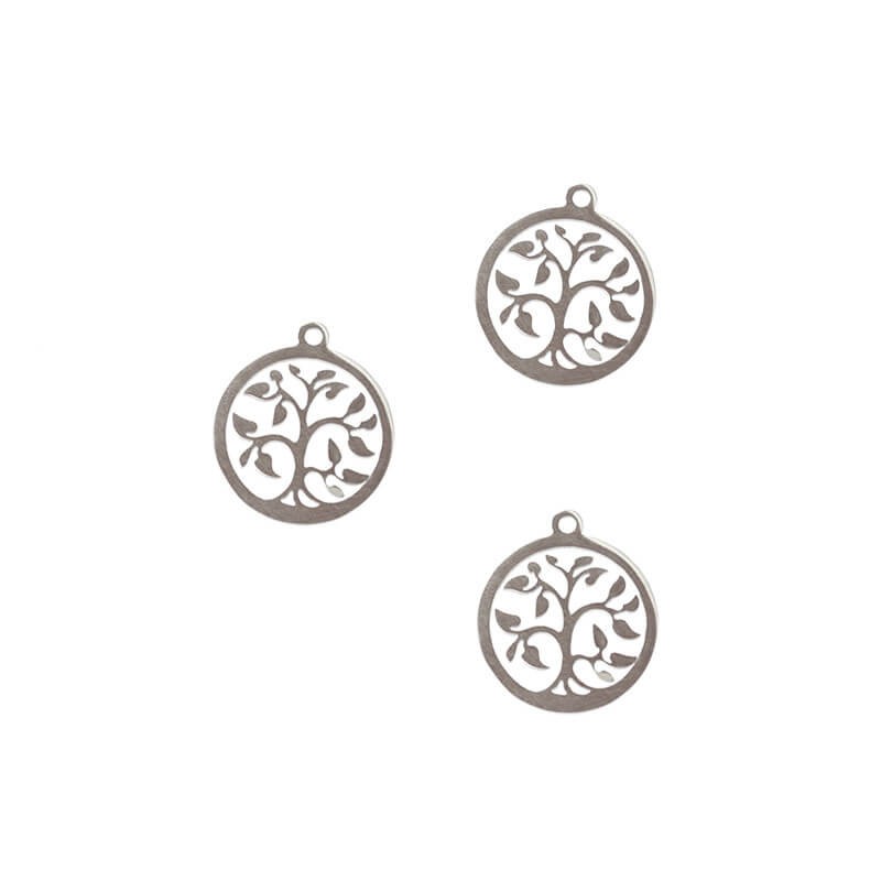 Surgical steel pendants of a coin tree 17x15x1mm 1pc ASS060