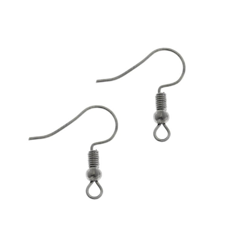 Earwires with a ball and a spring / antiallergic / anthracite 100pcs 18x16mm BIG18AN