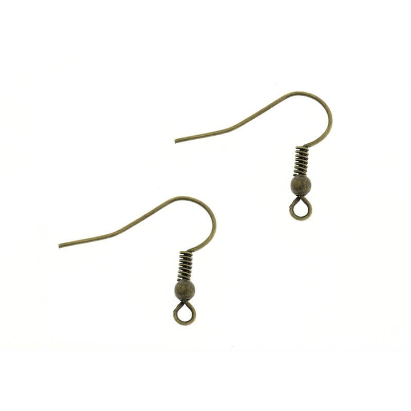 Earwires with a ball and a spring / antiallergic / antique bronze 100pcs 18x16mm BIG18AB