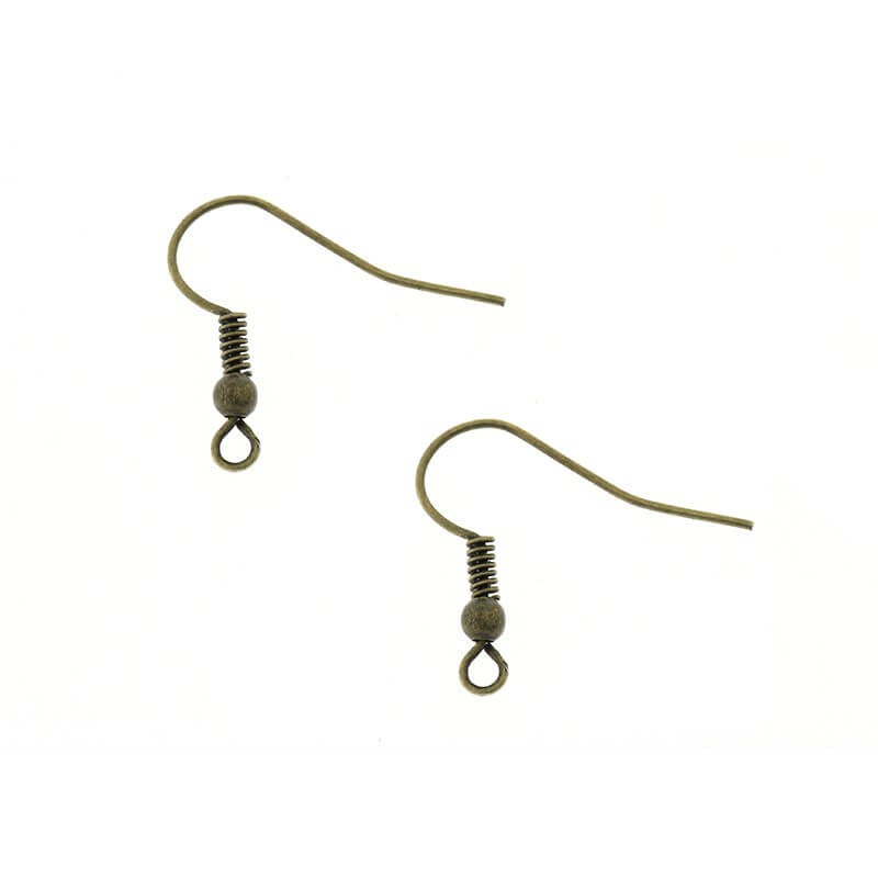 Earwires with a ball and a spring / antiallergic / antique bronze 100pcs 18x16mm BIG18AB
