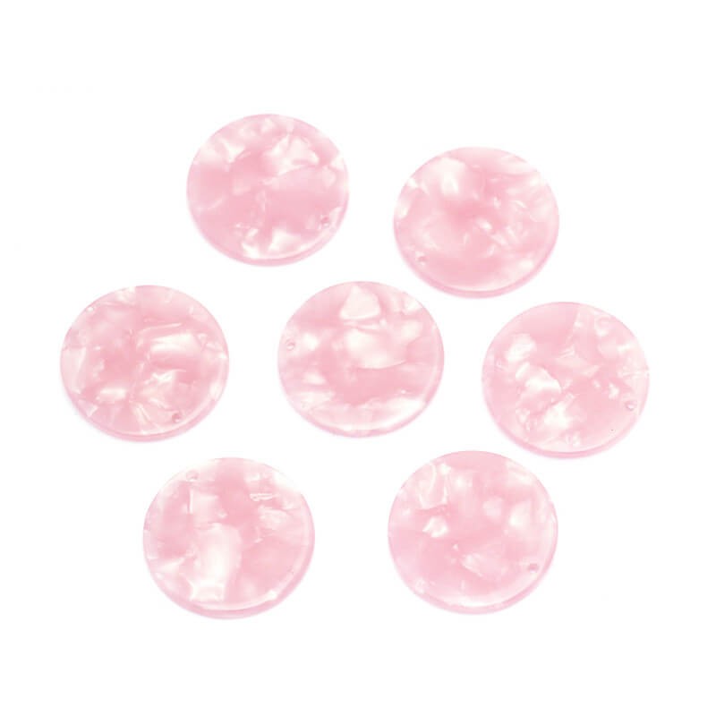 Coin charms 25mm / Art Deco resin / pink pearl / 1pc XZR96H