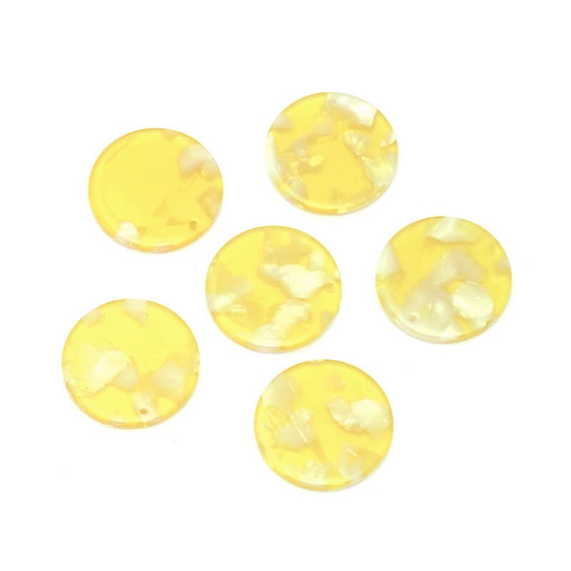 Coin pendants 25mm / Art Deco resin / yellow candy / 1pc XZR96J