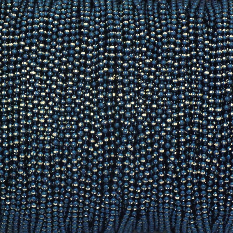Ball chain faceted 1.5mm navy blue metallic / gold 1m LL01114F02