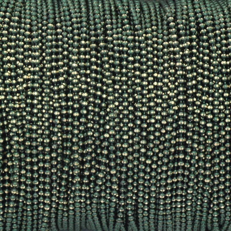Ball chain faceted 1.5mm dark green / gold 1m LL01114F09