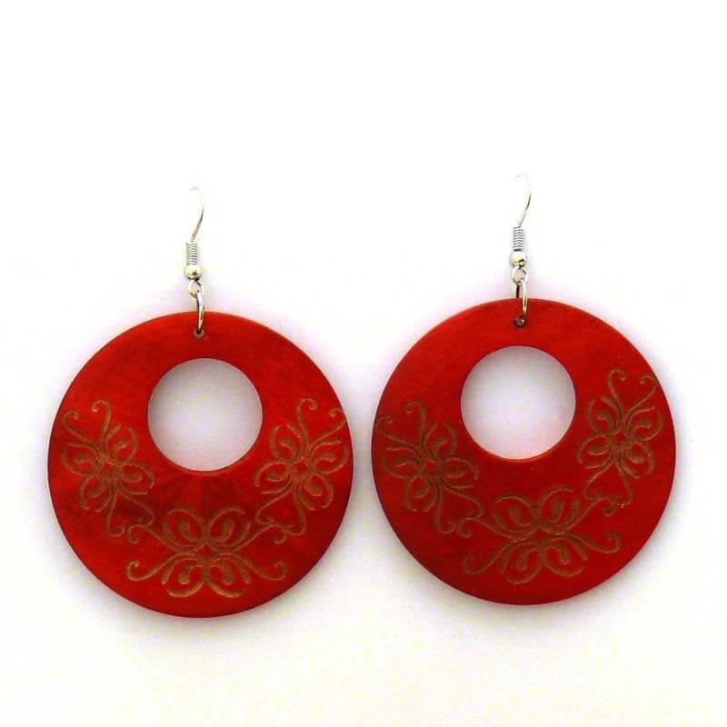Wooden hoop earrings D009