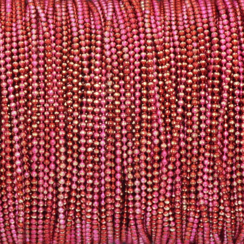 Ball chain faceted 1.5mm pink mix / gold 1m LL01114F12