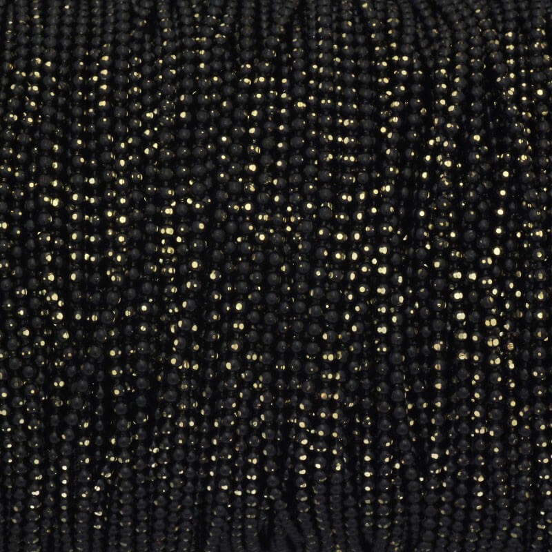 Ball chain faceted 1.5mm black / gold 1m LL01114F14