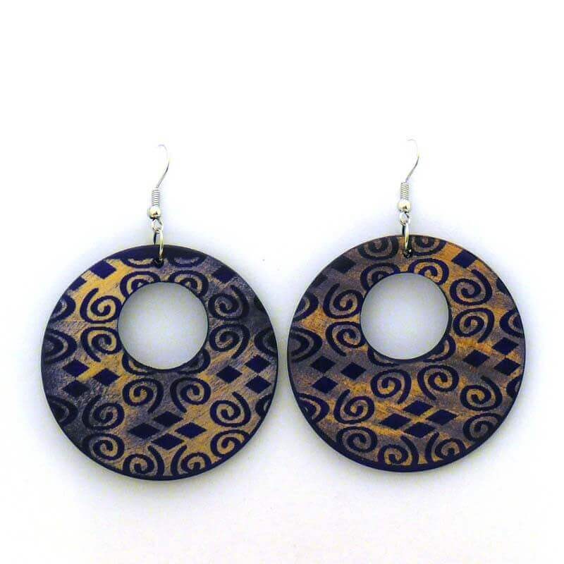 Wooden hoop earrings D030