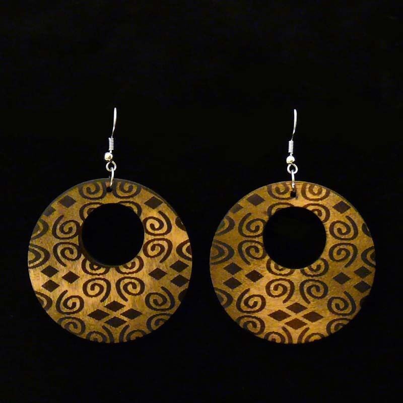 Wooden hoop earrings D038