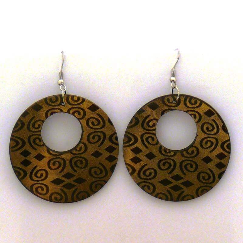 Wooden hoop earrings D041