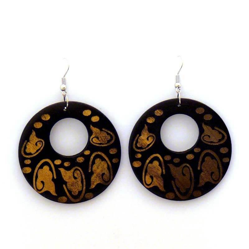 Wooden hoop earrings D042
